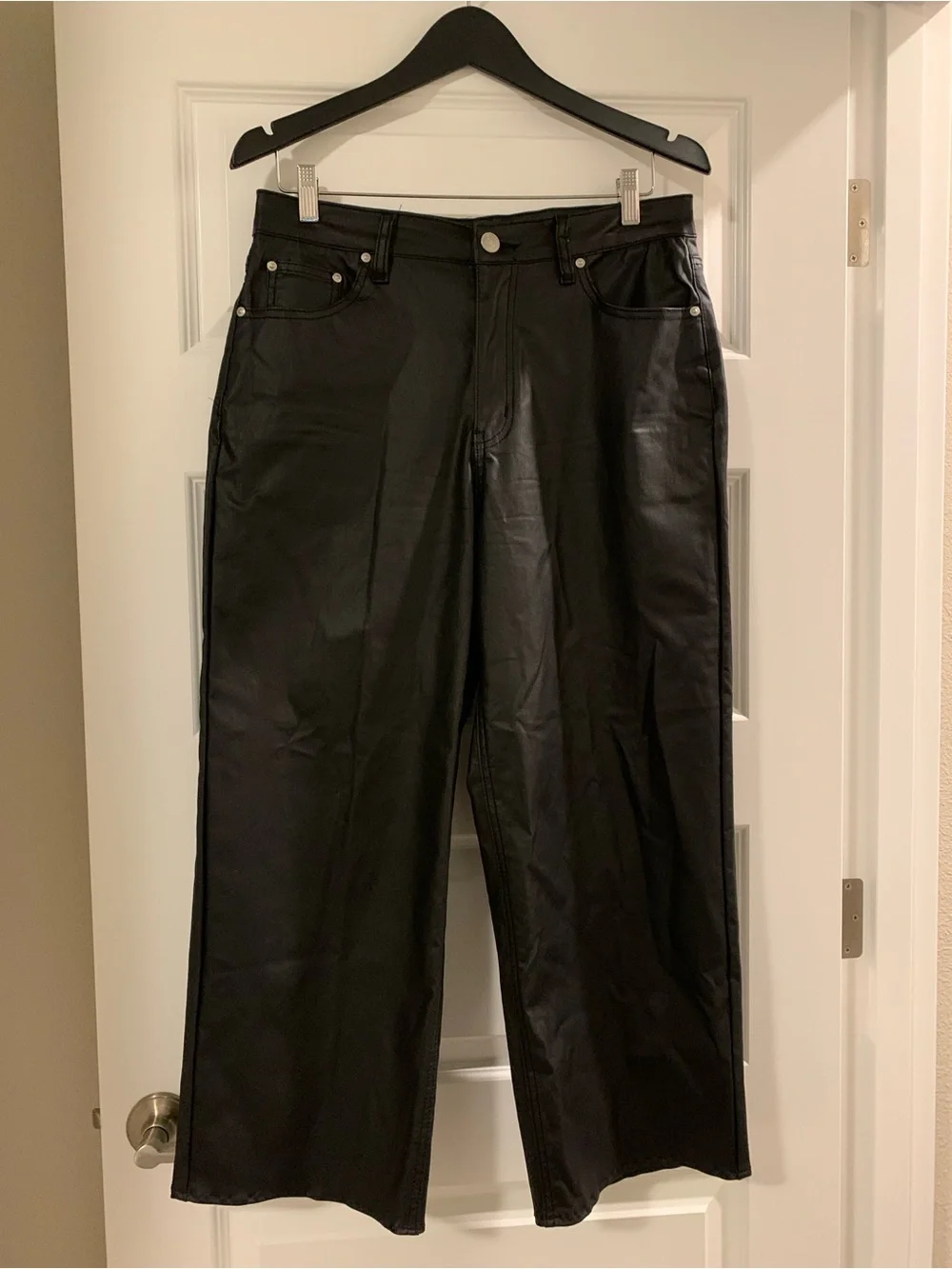 Almost Famous Wide-Leg Faux Leather Pants - Black (Size 11)